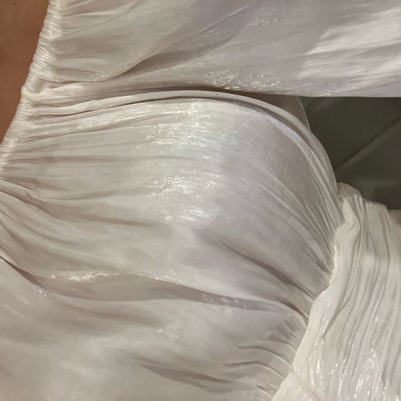 Shimmery Bardot style off the shoulder mini dress. - Picture 5 of 7